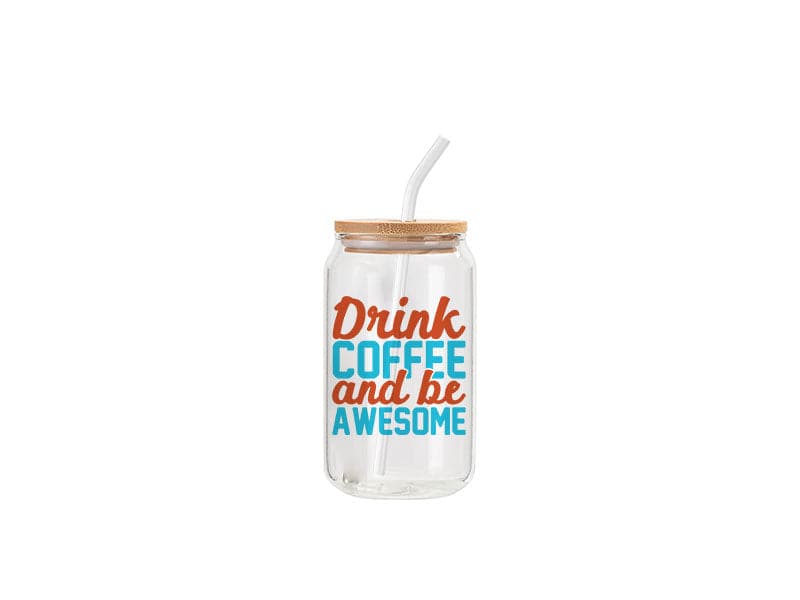 13 oz Sublimation Glass Can with Bamboo Lid Clear - Pack of 12